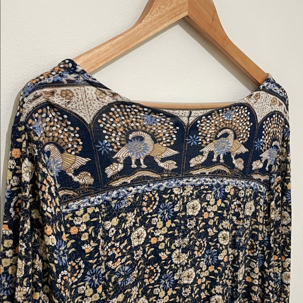 Lucky Brand Blue Floral V-Neck Button-down Top - Soft Knit Tunic, Size 3X - Picture 8 of 11